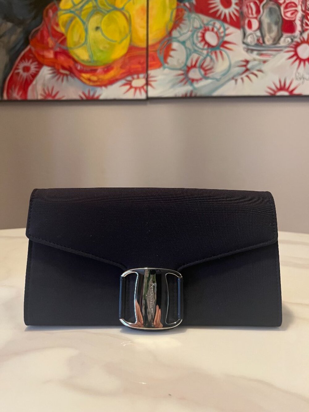 Salvatore Ferragamo Vara Gancini Wallet Fabric Leather - Picture 2 of 10